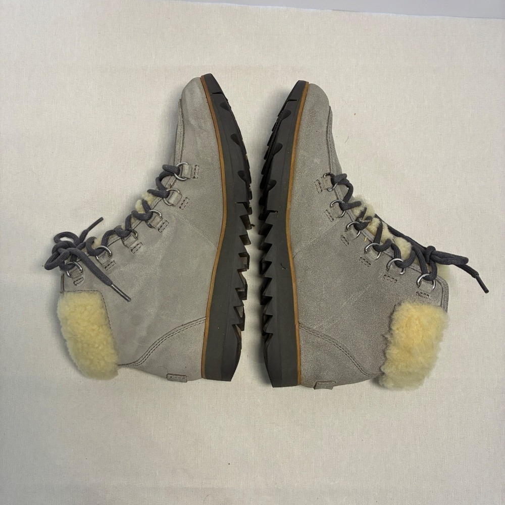 SOREL HARLOW LACE COZY Womens 7.5 Outdoor Boots Gray Leather Waterproof Hiking - Picture 5 of 10